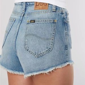 Lee Distressed Mid Rise Denim Shorts